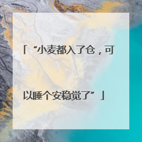 “小麦都入了仓，可以睡个安稳觉了”