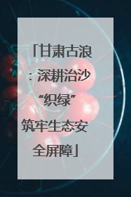 甘肃古浪：深耕治沙“织绿” 筑牢生态安全屏障