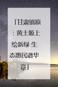 甘肃镇原：黄土塬上绘新绿 生态惠民谱华章