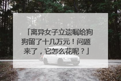 离异女子立遗嘱给狗狗留了十几万元！问题来了，它怎么花呢？
