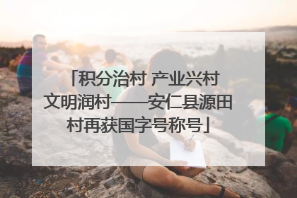 积分治村 产业兴村 文明润村——安仁县源田村再获国字号称号