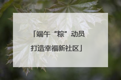 端午“粽”动员 打造幸福新社区