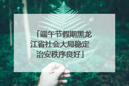 端午节假期黑龙江省社会大局稳定治安秩序良好