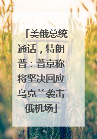 美俄总统通话，特朗普：普京称将坚决回应乌克兰袭击俄机场