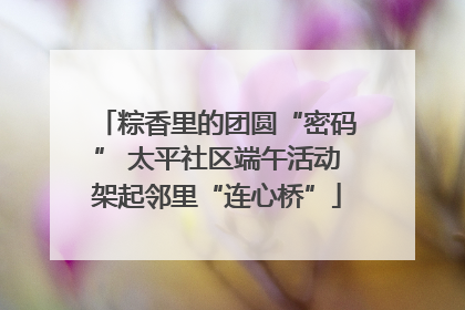 粽香里的团圆“密码” 太平社区端午活动架起邻里“连心桥”