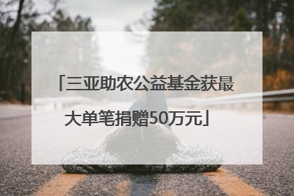 三亚助农公益基金获最大单笔捐赠50万元