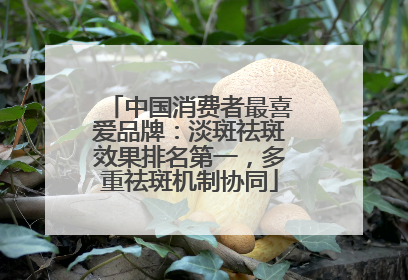 中国消费者最喜爱品牌：淡斑祛斑效果排名第一，多重祛斑机制协同