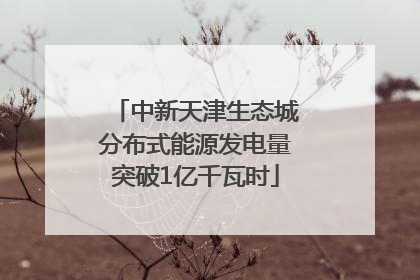 中新天津生态城分布式能源发电量突破1亿千瓦时