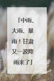 中雨、大雨、暴雨！甘肃又一波降雨来了