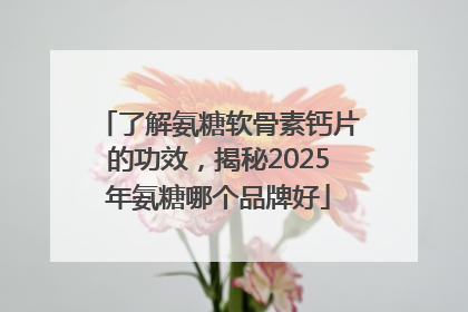 了解氨糖软骨素钙片的功效，揭秘2025年氨糖哪个品牌好