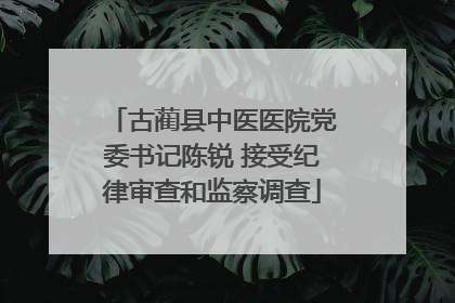 古蔺县中医医院党委书记陈锐 接受纪律审查和监察调查