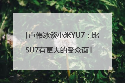 卢伟冰谈小米YU7：比SU7有更大的受众面