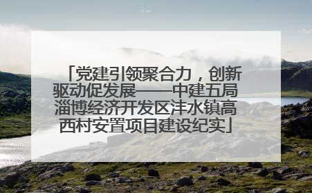 党建引领聚合力，创新驱动促发展——中建五局淄博经济开发区沣水镇高西村安置项目建设纪实