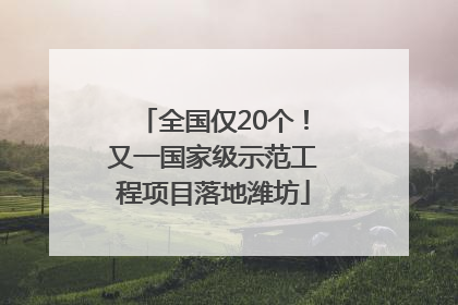 全国仅20个！又一国家级示范工程项目落地潍坊