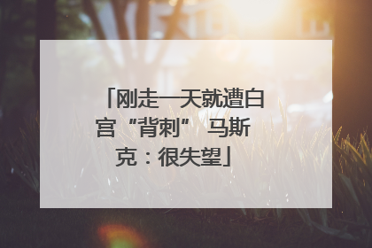刚走一天就遭白宫“背刺” 马斯克：很失望