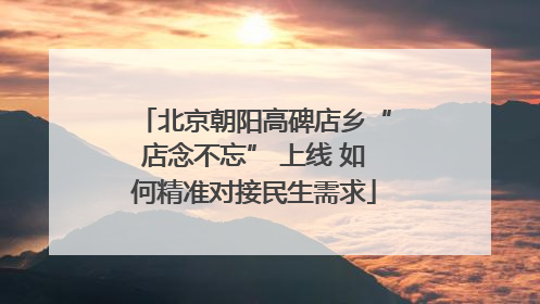 北京朝阳高碑店乡“店念不忘” 上线 如何精准对接民生需求