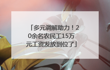 多元调解助力！20余名农民工15万元工资发放到位了