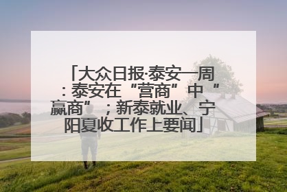 大众日报·泰安一周：泰安在“营商”中“赢商”；新泰就业、宁阳夏收工作上要闻