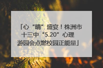 心“晴”盛宴！株洲市十三中“5.20”心理游园会点燃校园正能量