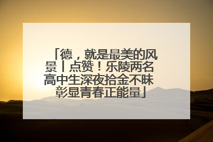 德，就是最美的风景丨点赞！乐陵两名高中生深夜拾金不昧 彰显青春正能量