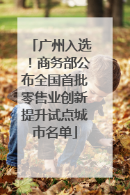 广州入选！商务部公布全国首批零售业创新提升试点城市名单