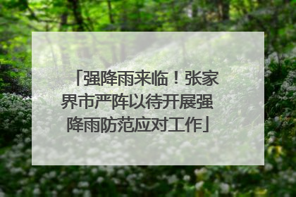 强降雨来临！张家界市严阵以待开展强降雨防范应对工作