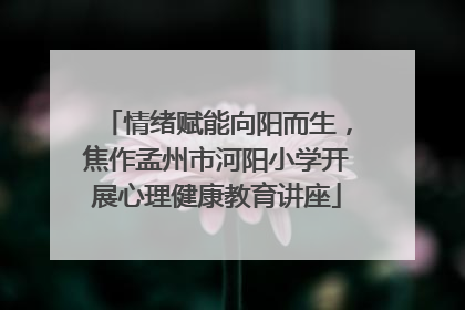情绪赋能向阳而生，焦作孟州市河阳小学开展心理健康教育讲座