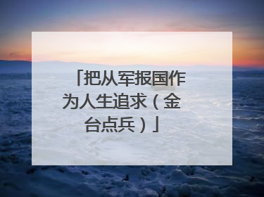 把从军报国作为人生追求（金台点兵）