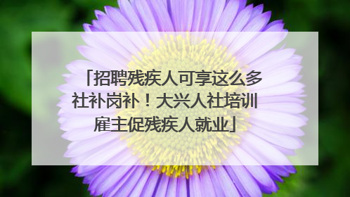 招聘残疾人可享这么多社补岗补！大兴人社培训雇主促残疾人就业