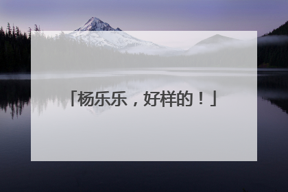 杨乐乐，好样的！