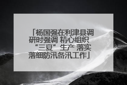 杨国强在利津县调研时强调 精心组织“三夏”生产 落实落细防汛备汛工作