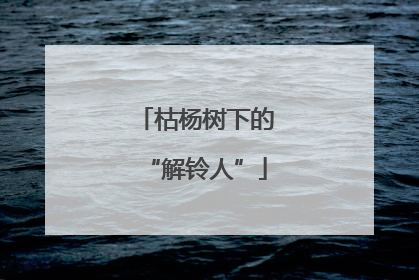 枯杨树下的“解铃人”
