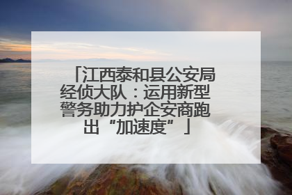 江西泰和县公安局经侦大队：运用新型警务助力护企安商跑出“加速度”