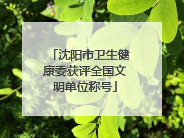 沈阳市卫生健康委获评全国文明单位称号