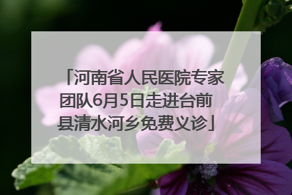 河南省人民医院专家团队6月5日走进台前县清水河乡免费义诊