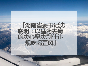 湖南省委书记沈晓明：以猛药去疴的决心坚决刹住违规吃喝歪风