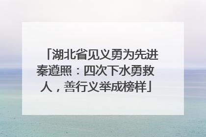 湖北省见义勇为先进秦遵照：四次下水勇救人，善行义举成榜样