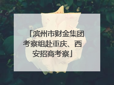 滨州市财金集团考察组赴重庆、西安招商考察