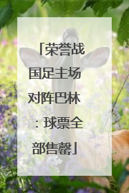 荣誉战国足主场对阵巴林：球票全部售罄