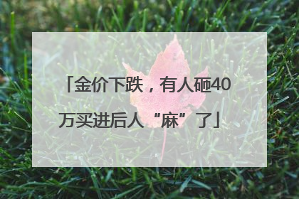金价下跌，有人砸40万买进后人“麻”了