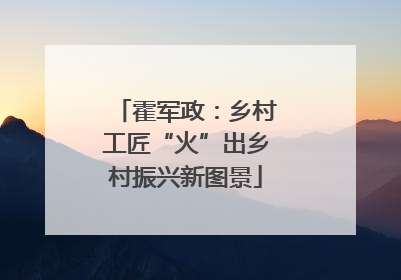 霍军政：乡村工匠“火”出乡村振兴新图景