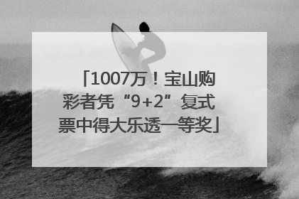 1007万！宝山购彩者凭“9+2”复式票中得大乐透一等奖